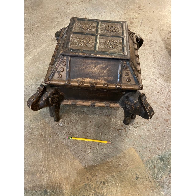 Folk Art 1920s Carved Wood Elephant Box For Sale - Image 3 of 13