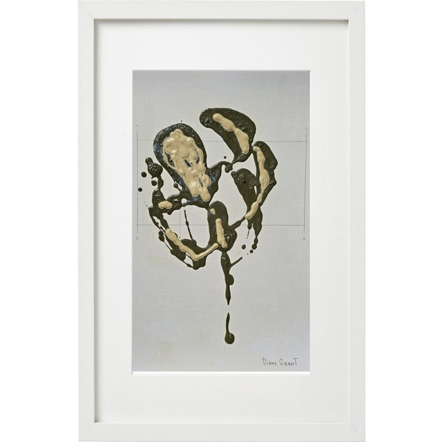 Set of 6 - One-of-a-Kind Dark Green & Cream Botanical Organic Modern Original Oil Paintings / Contemporary Herbarium / Floral / Earth Tones For Sale - Image 9 of 18