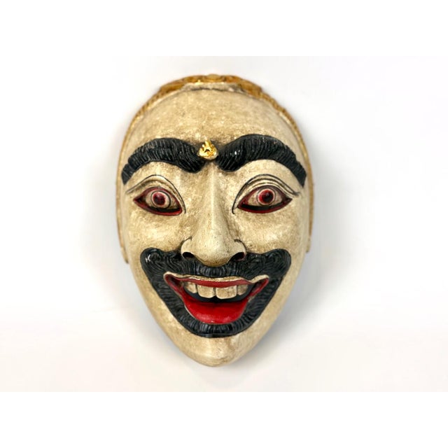 Yogyakarta Javanese Hand Painted Carved Mask, Indonesia, 1900s For Sale - Image 13 of 13