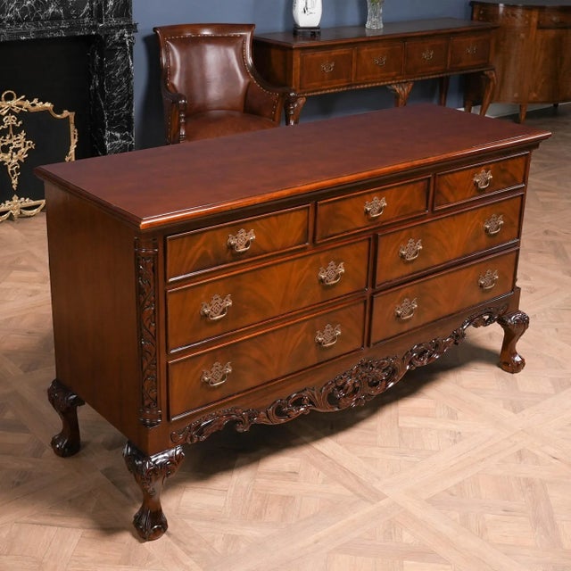 Niagara Furniture Chippendale Mahogany Triple Dresser For Sale - Image 4 of 12