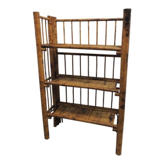 Antique English Country Faux Bamboo Folding Etagere For Sale