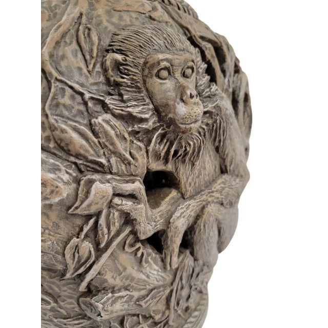 Ceramic Hollywood Regency Sculptural Monkey Table Lamp For Sale - Image 7 of 11