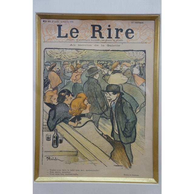 4 Antique Le Rire French Belle Epoque Satirical Comic Journal Framed Art 20" For Sale - Image 10 of 18