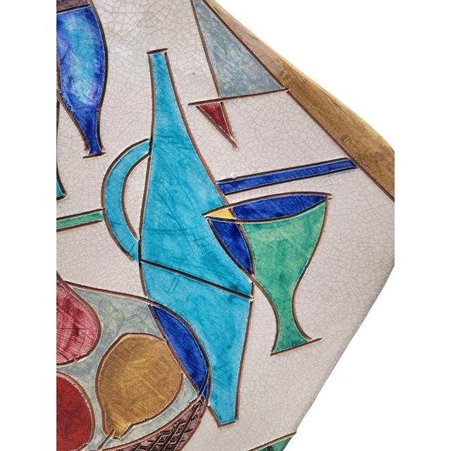 Abstract Vintage Raymor Mid Century Italian Ceramic Wall Plaque Still Life Art Tile 14.5" For Sale - Image 3 of 11