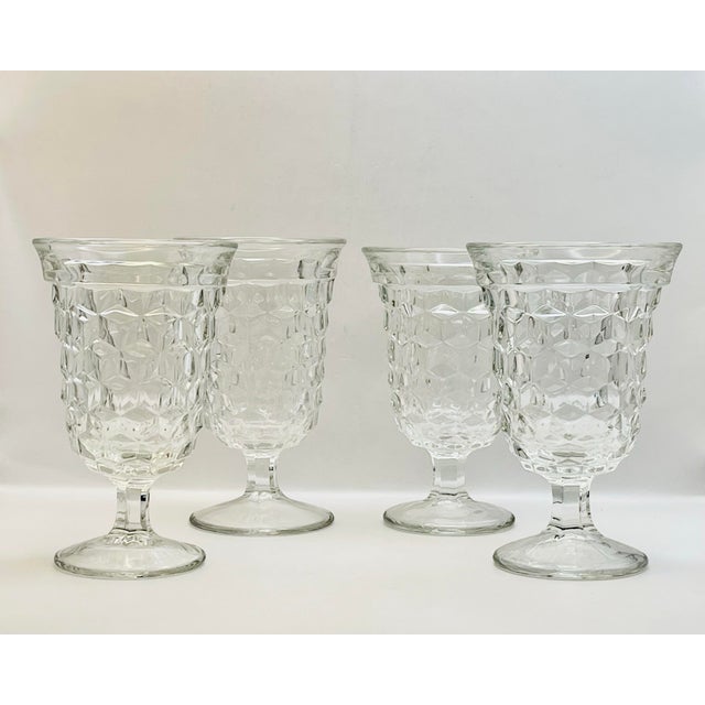 Vintage “American” Pressed Glass Water Goblets-Set of Four For Sale - Image 4 of 9