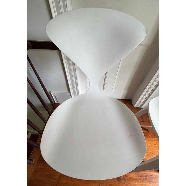 2010s Pair of Authentic Cherner Chair Company White Counter Stools — Sold as-Is For Sale - Image 5 of 8