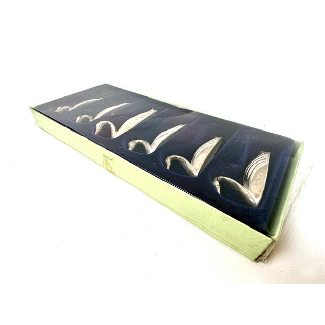 Silver Vintage French Silver Plated Swan Knife Rest by Oliver Saint Honore, 1950s, Set of 6 For Sale - Image 8 of 9