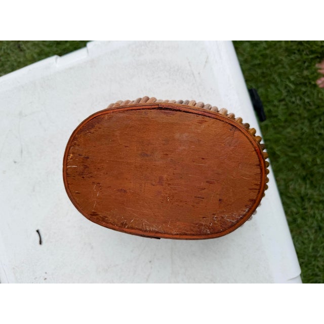 Vintage Rattan Cachepot With Decorative Wood Trim For Sale - Image 10 of 12