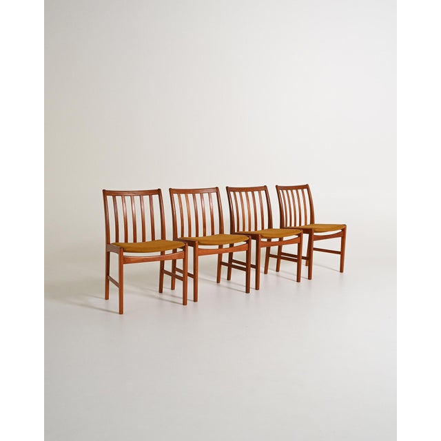 Scandinavian Teak Chairs with Padded Seats, 1960s, Set of 4 For Sale - Image 12 of 12