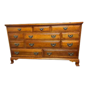 Mid 20th Century Vintage Davis Cabinet Company Chippendale Style Solid Cherry Dresser