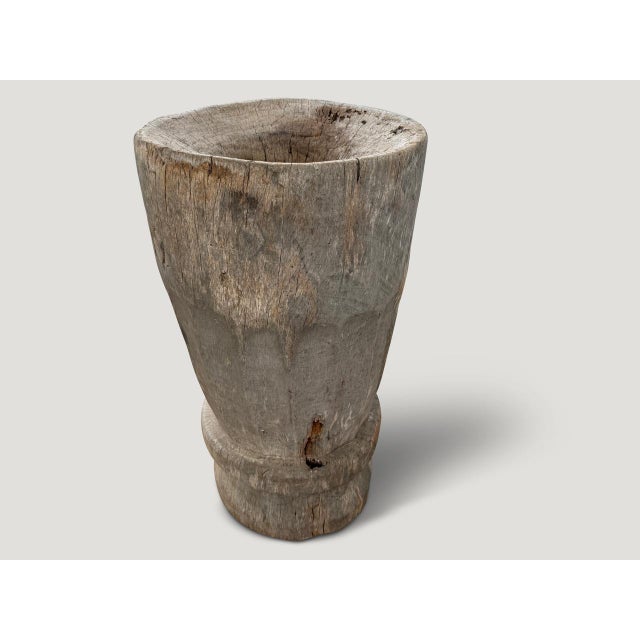 Andrianna Shamaris Antique Teak Wood Sculptural Vessel For Sale - Image 4 of 6