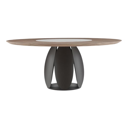 Tulipano Walnut Dining Table with Lazy Susan by Morica Design For Sale