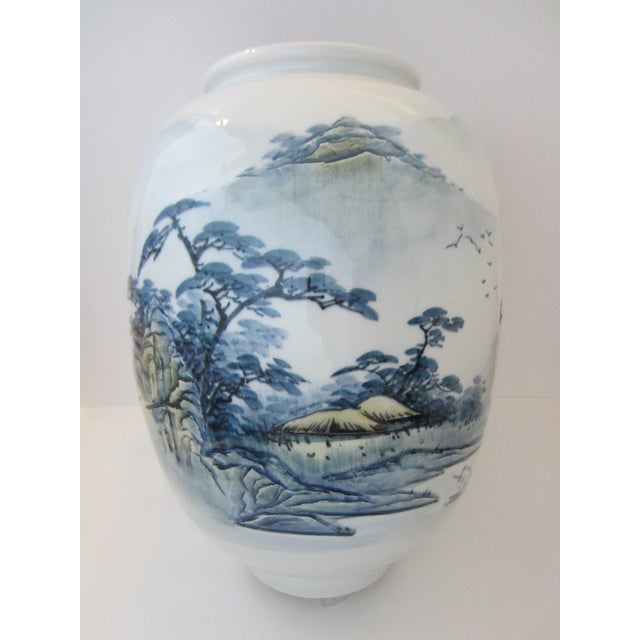 Monumental Chinoiserie Botanical Japanese Scenic Baluster Vase With Calligraphy Signature For Sale - Image 16 of 16