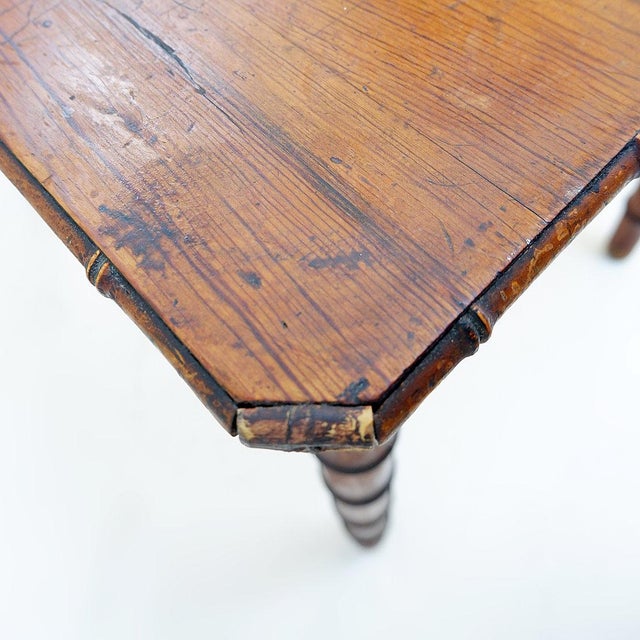 Mid-Century Modern French Faux Bamboo Desk in Pine For Sale - Image 3 of 13