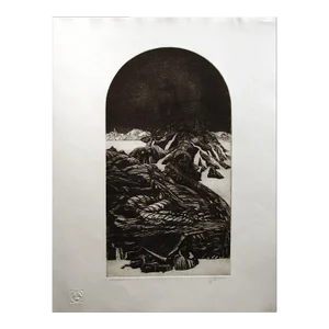 Franklin Norwood "Birth of Aerielle" Hand Signed Numbered Black and White Etching, 1979