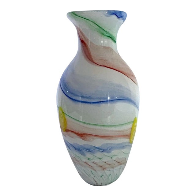 Murano Swirl Glass Vase For Sale