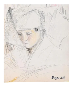Portrait of Boy - Pencil and Pastel on Paper by J. Dreyfus-Stern 1930s