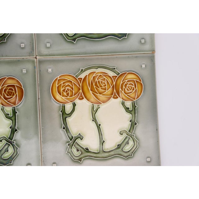1920s Set of Four Tiles Art Nouveau H & R Johnson England For Sale - Image 11 of 18