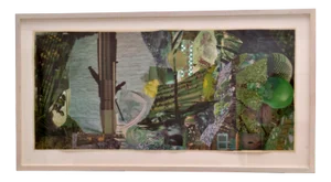 Bill Allan, Abstract Artwork in Tones of Green, 1990s, Collage