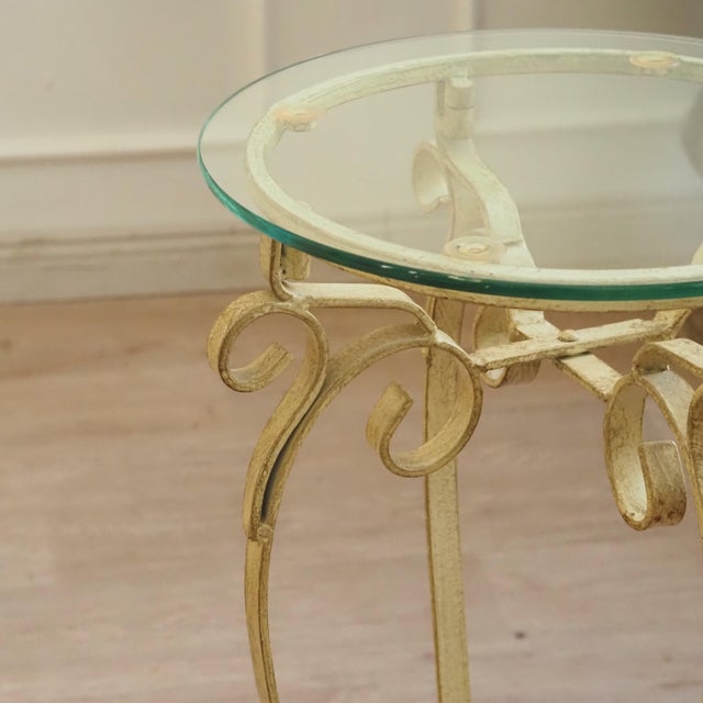 1950s Round Side Table with Glass and Metal Frame For Sale - Image 5 of 10