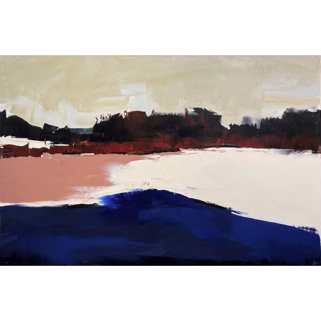 Nature's Gaze by Sandra Pratt | Oil on Canvas Abstract landscape with muted colors and shapes. For Sale
