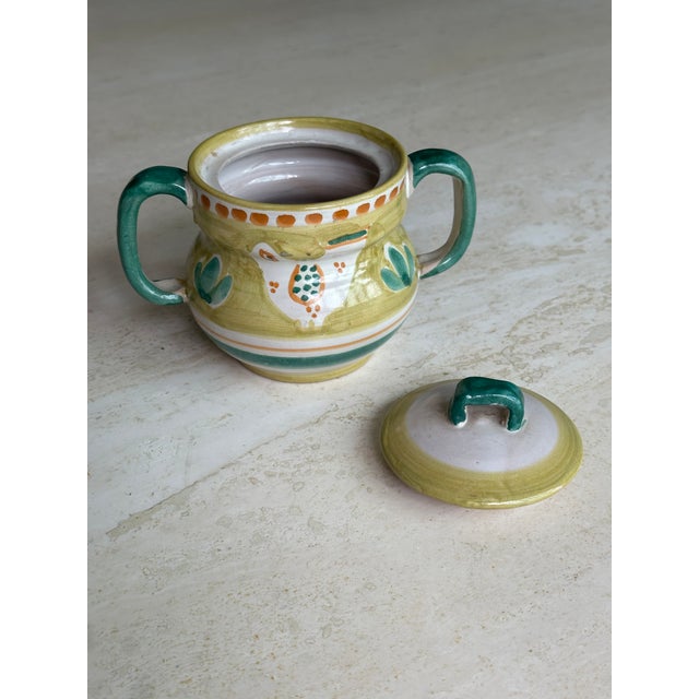 Ceramic Vietri Solimene Positano Yellow Bird Chicken Sugar Bowl and Creamer Set For Sale - Image 7 of 11