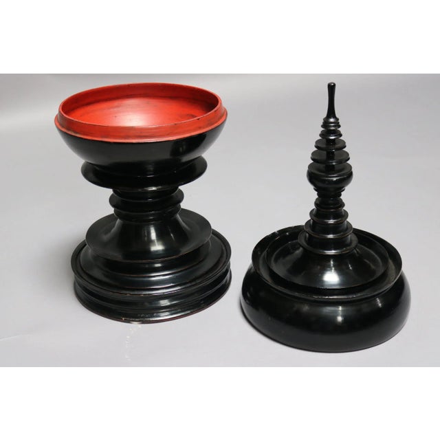 Black Lacquered Offering Vessel from Myanmar
