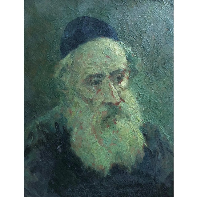 Early 20th Century Vintage Oil Portrait of a Rabbi C.1920s For Sale - Image 5 of 6