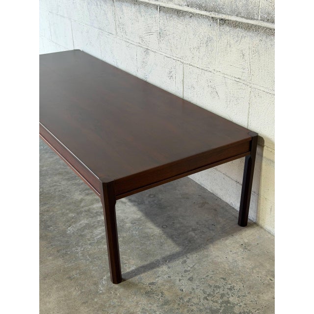 Rosewood Minimalist Coffee Table With Straight Legs Danish Mid-Century Modern 1960s For Sale In Los Angeles - Image 6 of 12