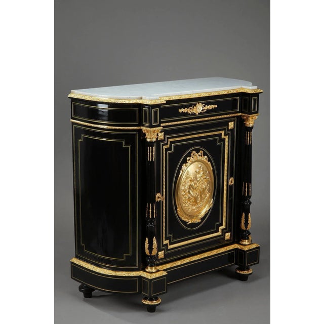 Antique Napoleon III Sideboard in Blackened Wood and Gilded Bronze For Sale - Image 4 of 18