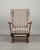 1950s Vintage Hungarian Rumba Wingback Rocking Chair in Beige Striped Fabric with Wooden Rockers For Sale - Image 5 of 5