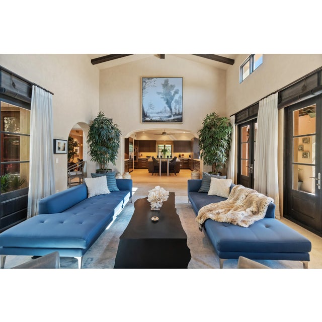 Ink Blue Ink Blue Polished Wool Single Arm Sofa by Roche Bobois, Two Available For Sale - Image 8 of 8