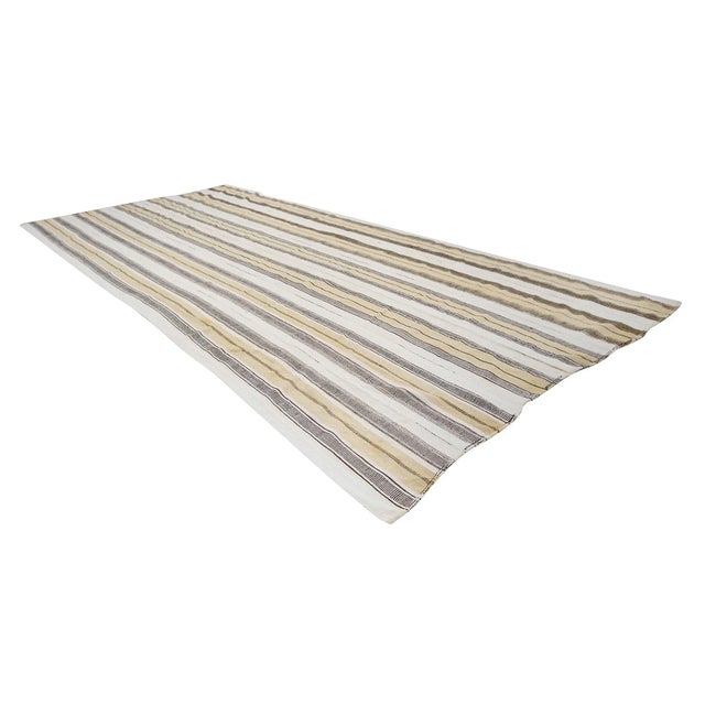 Mid-Century Modern Vertical Striped Oversized Turkish Kilim Rug For Sale - Image 3 of 7