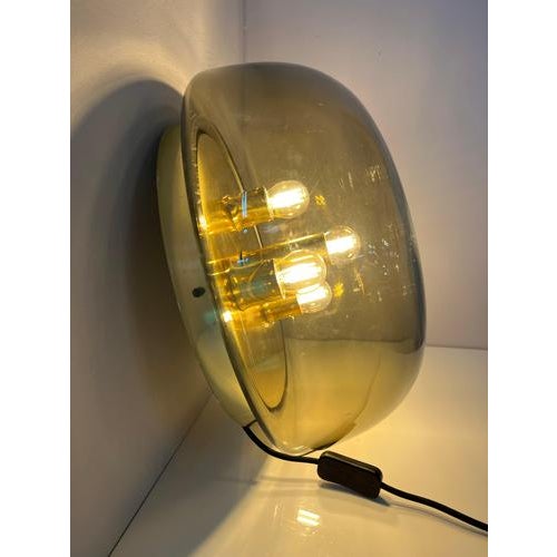 Gold Wall or Ceiling Lamp in Brass and Smoked Glass from Kaiser Idell / Kaiser Leuchten For Sale - Image 8 of 11