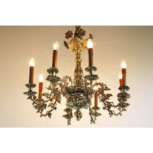 French Art Nouveau Hammered Brass Chandelier, 1890s For Sale - Image 18 of 18