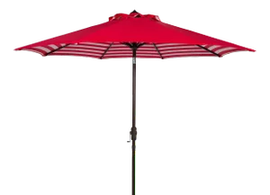 Inside Out Stripe 9 Ft Crank Outdoor Auto Tilt Umbrella in Red & White
