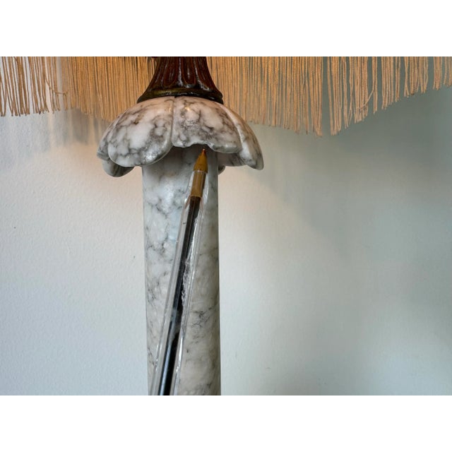 Vintage Carved Alabaster Table Lamp With Shade For Sale - Image 11 of 11