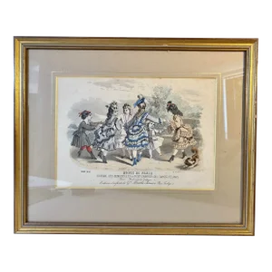 Antique Hand-Colored French Fashion Engravings - Circa 1879