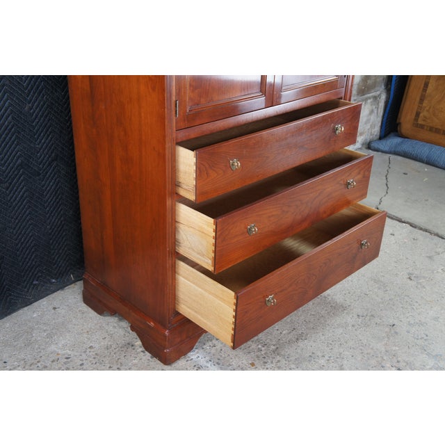 Stickley French Louis Philippe Style Cherry 2 Door Armoire Wardrobe Chest 78" For Sale - Image 10 of 14