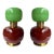 Contemporary Pair of Brass and Green Murano Glass Bulb Shade Lamps, Italy For Sale