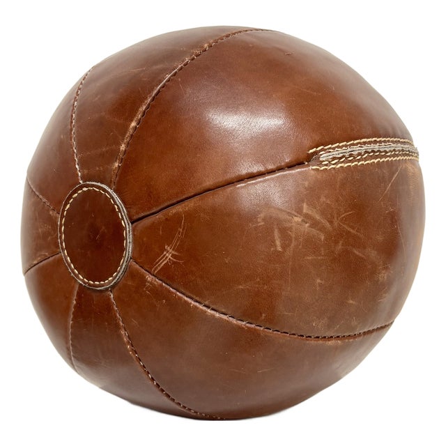 Vintage Leather Medicine Ball, 1960s For Sale
