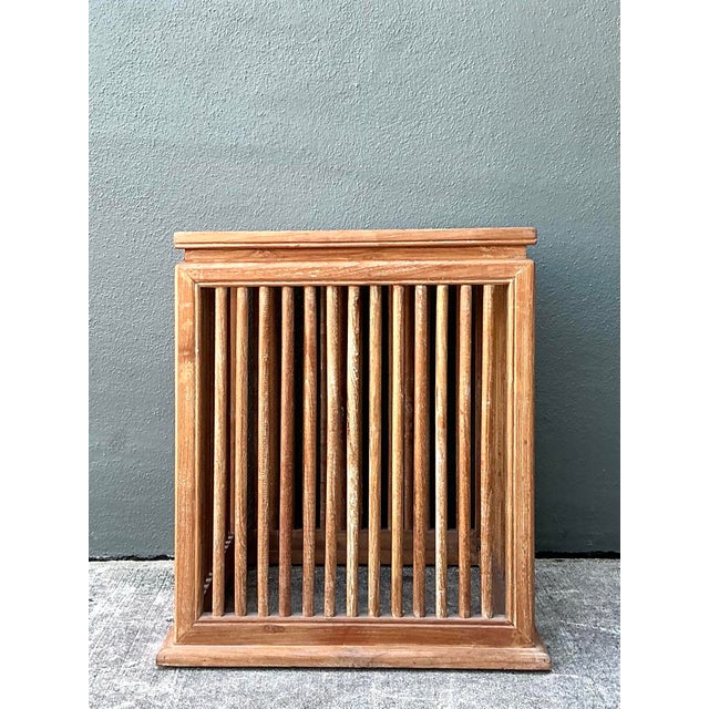 Wood Vintage Slat Wood Side Table For Sale - Image 7 of 12