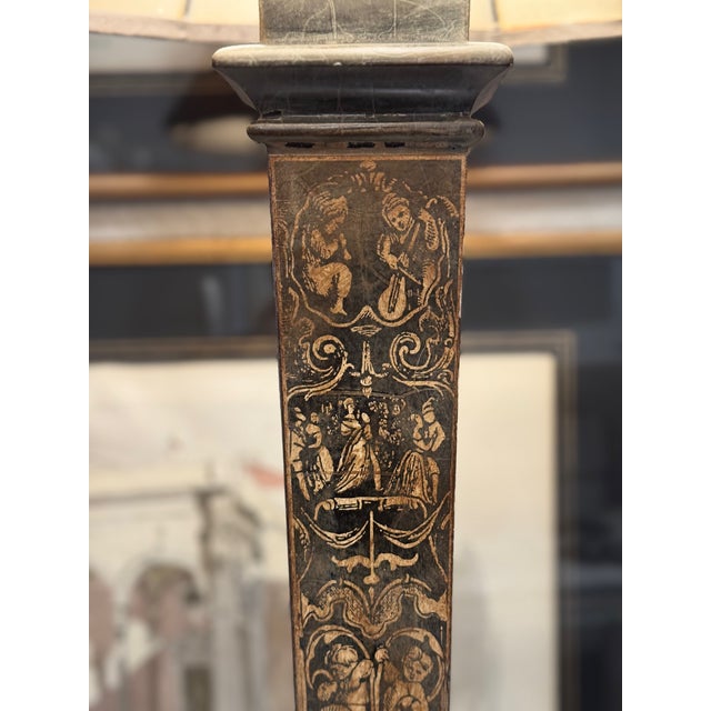 Gold Fine Art Lamps Neoclassical Etched Tole Table Lamp With Parchment Shade – 41” Tall For Sale - Image 8 of 18