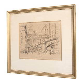 Salvatore Pinto Signed Framed Street Scene Etching For Sale