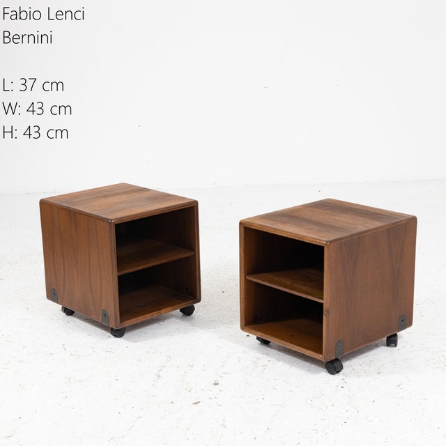 Bedside Tables on Wheels by Fabio Lenci for Bernini, 1960s, Set of 2 For Sale - Image 3 of 8