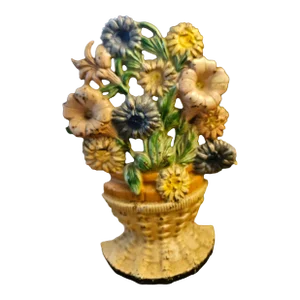 1940s Hubley Cast Iron Flower Basket Door Stop