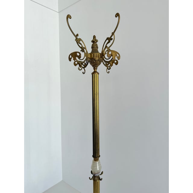 Mid-Century Modern Vintage Italian Brass Coat Rack with Onyx Marble Centrepiece, 1960s For Sale - Image 3 of 18