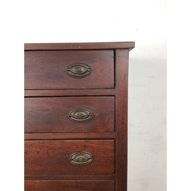 1920s Antique Mission Style Chest of Eight Drawers With Brass Hardware For Sale - Image 5 of 18