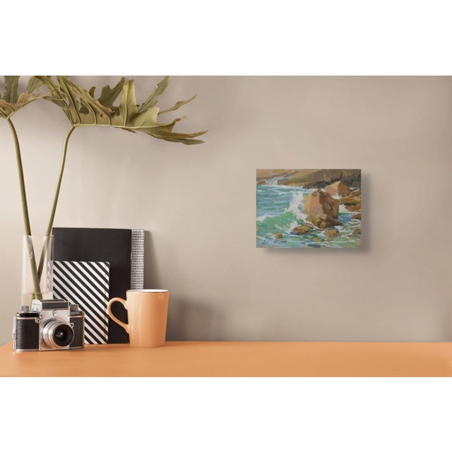 Early 21st Century Hold Firm by Judd Mercer | Gouache On Paper Seascape with waves crashing on rocks For Sale - Image 5 of 5
