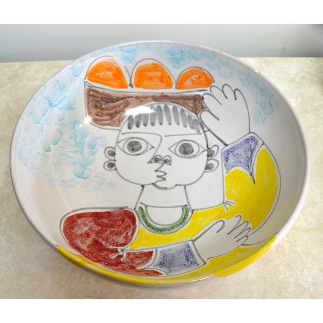 1960s 1965 Desimone Italy Hand-Painted Large Bowl For Sale - Image 5 of 11